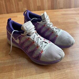 Nike Flyknit Lunar 2 running shoes, purple, women's size 8
